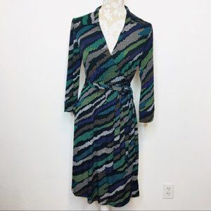 Ellen Tracy Medium Wrap Dress Multi Color d911